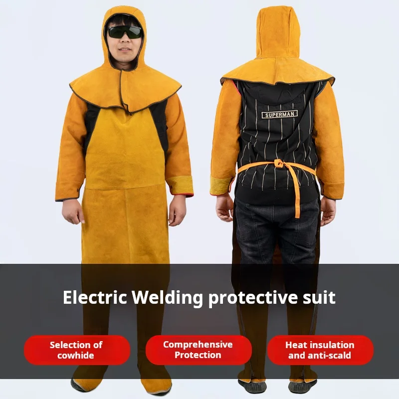 Welder protective equipment cowhide foot covers heat-resistant shawls hats welding work clothes aprons welding clothes