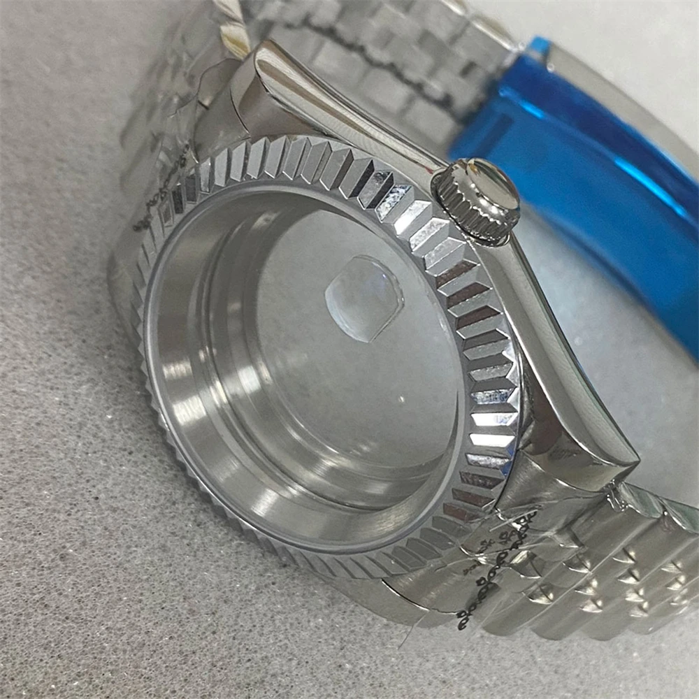 Anello Dentato Da 39Mm Cassa Dell'Orologio Datejust In Acciaio Lente D'Ingrandimento In Vetro Zaffiro + Cinturino Jubilee Per Movimento Giapponese Nh3