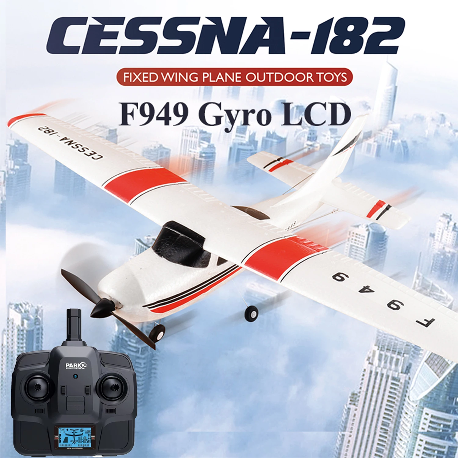 40.33€ 70% OFF|WLtoys 2.4G F949 wersja LCD RC samolot Cessna 182 3 d6g 3Ch puszczania samolotów dron zewnętrzny RTF z żyroskopem i prezentem na noc| | - AliExpress