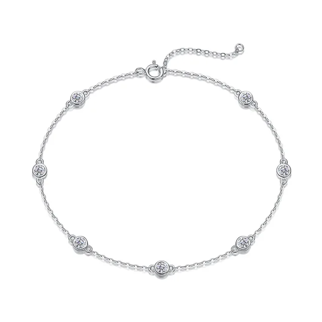3mm Bubble Moissanite Diamond Chain Bracelet for Women 925 Sterling Silver D Color Mosan Bracelets Bangle Pass Tester with Gra 1