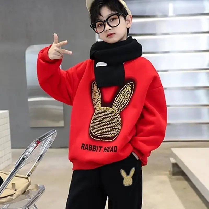 Boys' Sweater Spring and Autumn Style Mid sized Children's Autumn Top Boys' Bottom Shirt