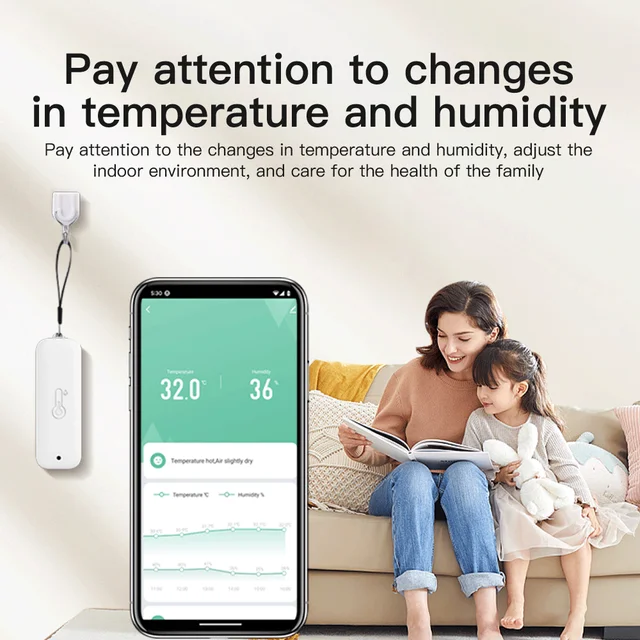 Tuya WiFi Temperature Humidity Sensor IP65 Waterproof Smart Thermometer Remote Control APP Work with Google Assistant Alexa 5