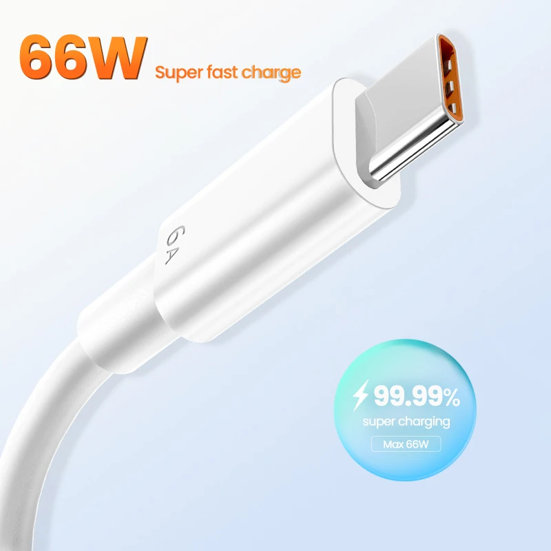 Супер-быстрый кабель 6A 66W USB Type C для Huawei Mate 40 50 Xiaomi 11 10 Pro OPPO R17 быстрой зарядки и USB-C