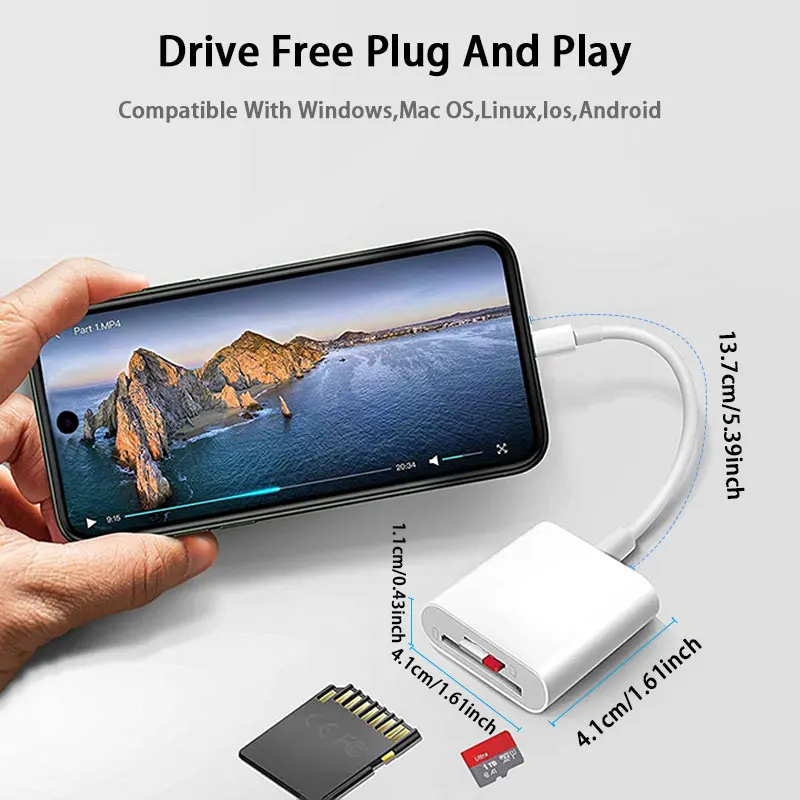 2 in 1 USB-C 카드 리더, USB C-SD 카드 OTG SD/TF 메모리 컨버터 (아이패드 프로, 맥북 및 기타 태블릿용)