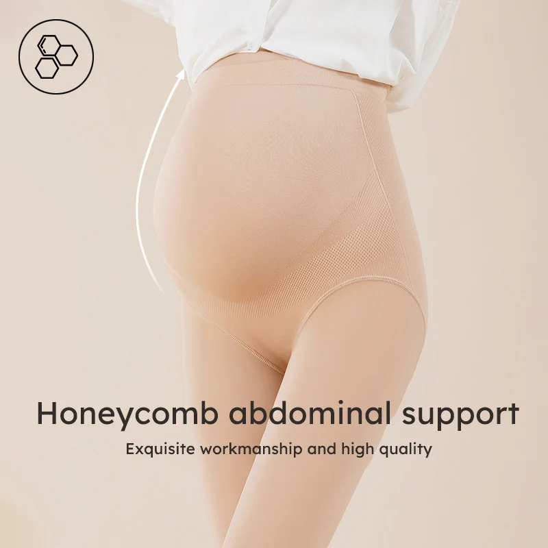 New Pregnant Women Pants Winter Fleece Lined Leggings Warm Pantyhose Adjustable Abdomen Supporting Skin Color Skin 40-75kg