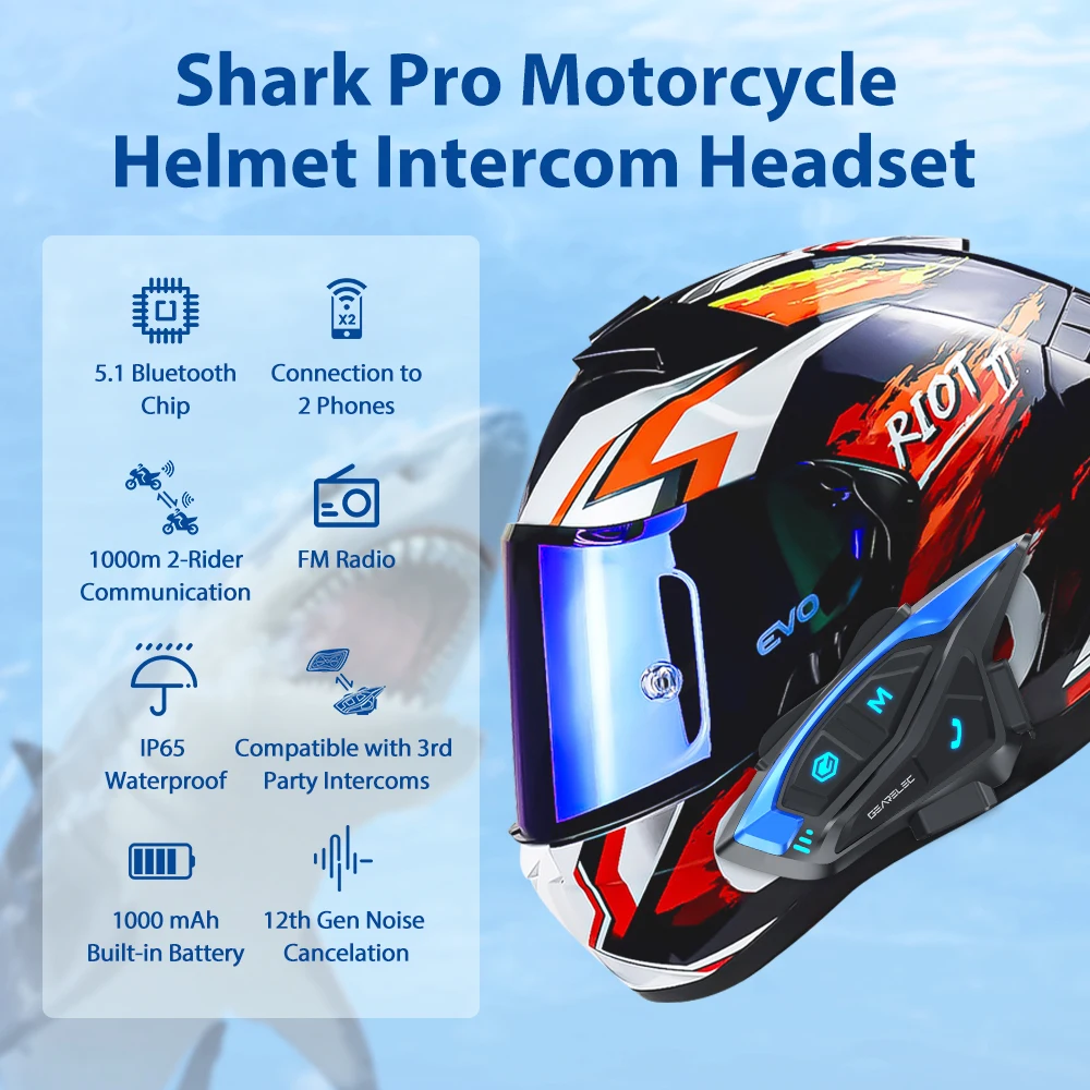 Bluetooth Headset Shark Bluetooth Helmet Helmet Bluetooth