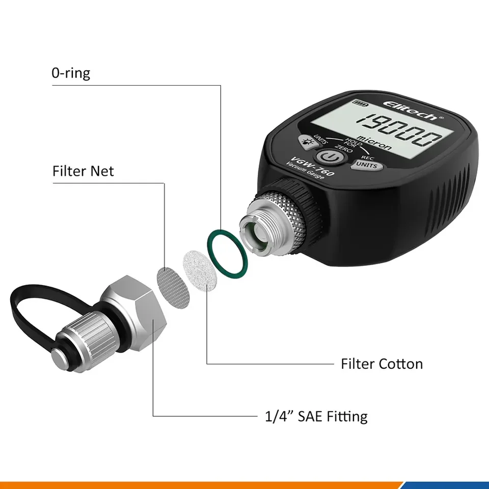 VG64 Digital Vacuum Gauge - 0-19000 Microns Range For HVAC & Refrigeration | High Accuracy Handheld Micron Meter