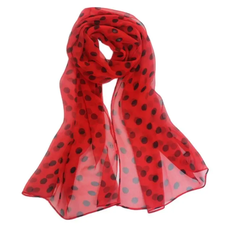 Summer Sunscreen Scarf Long Woman  Silk Scarves 50*160cm Designer Polka Dots Print Female Summer Sheer Wraps