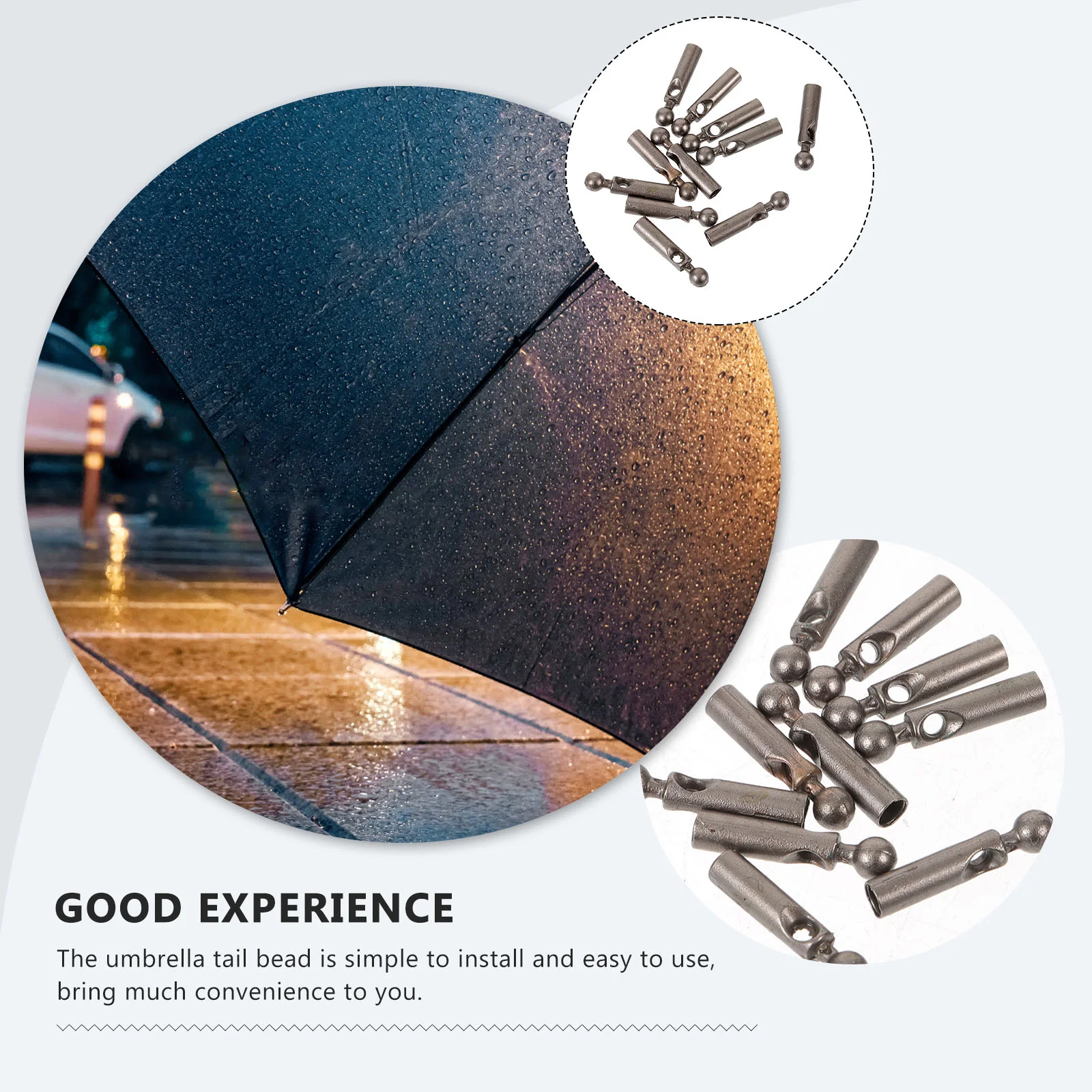 11 Pcs Rain Beads Metal Umbrella Tail Long Handle Sun Repair Parts Accessories Folding Simple Designs Aluminum Alloy Foldable