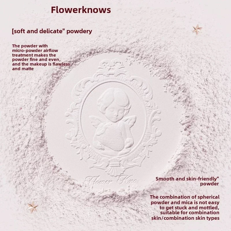 Flower Knows Strawberry Cupid Collection Pressed Powder Mineral Makeup Powder Foundation With Concealer & Finishing Vegan - Image 2