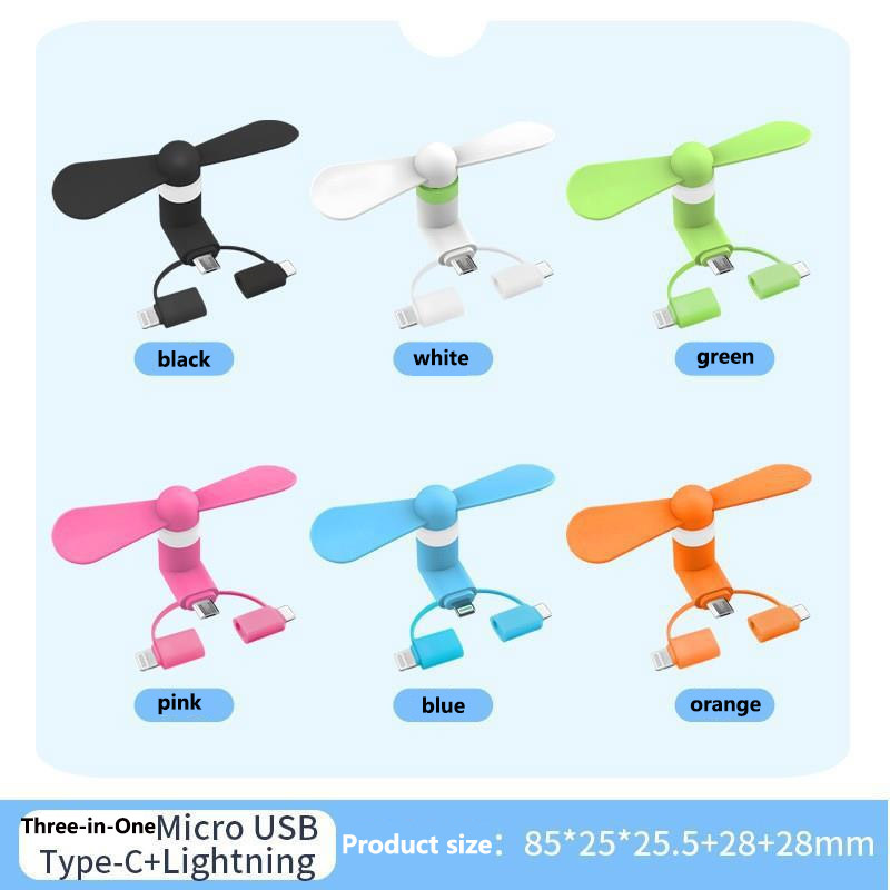 Portable 3 IN 1 Travel Cell Phone Mini Fan Cooling Cooler for Android Type-c Micro USB C For IPad IPhone 16 5 6S 7 Plus 8 X XS