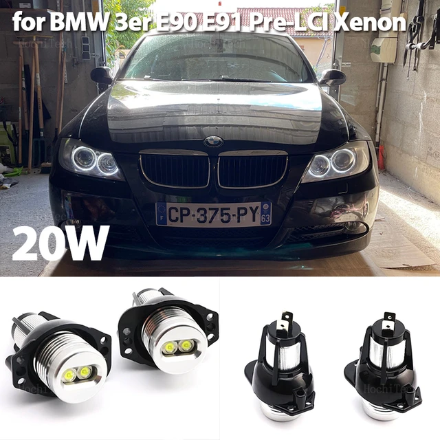 12V 20W LED Car Angel Eye Marker Headlights Bulbs Lamps for BMW E90 E91  2005-2008 Car Light Accessory White LED Headlight Bulbs - AliExpress