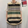 Retro Striped Summer Knitted Vest Top for Men And Women Couple Fashion Lazy Style Sweater Layering Niche Male Fashion