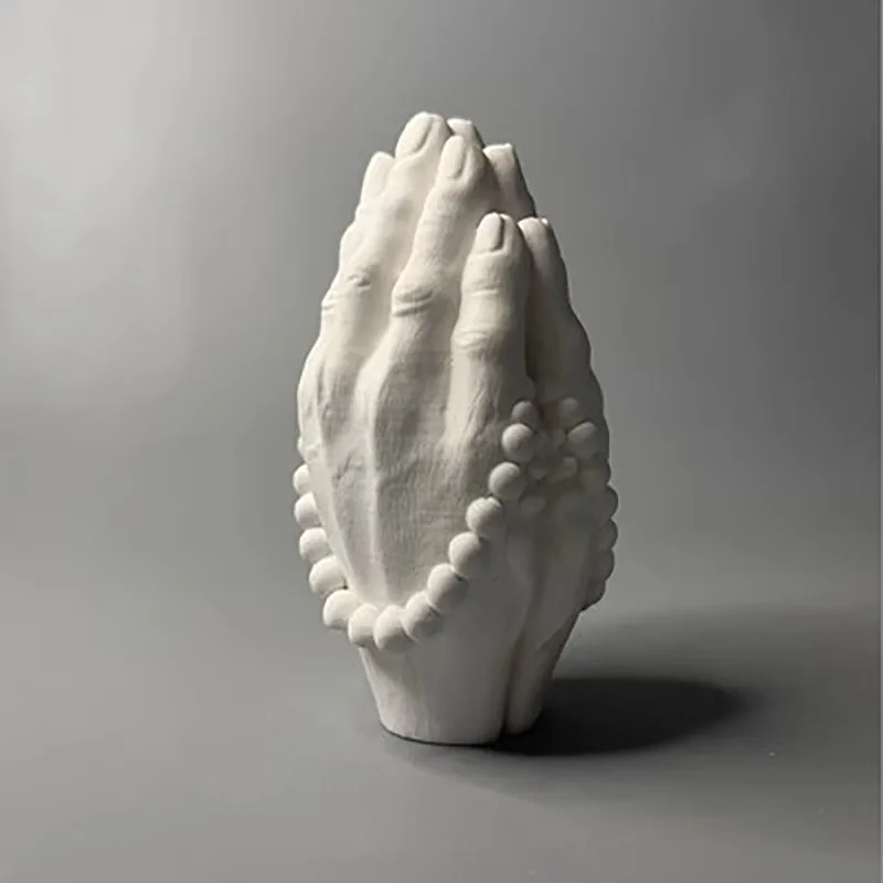 Buddha Hand Plaster Sculpture, Tabletop Decoration with Micro Landscape, Zen Buddhism Style, Chinese