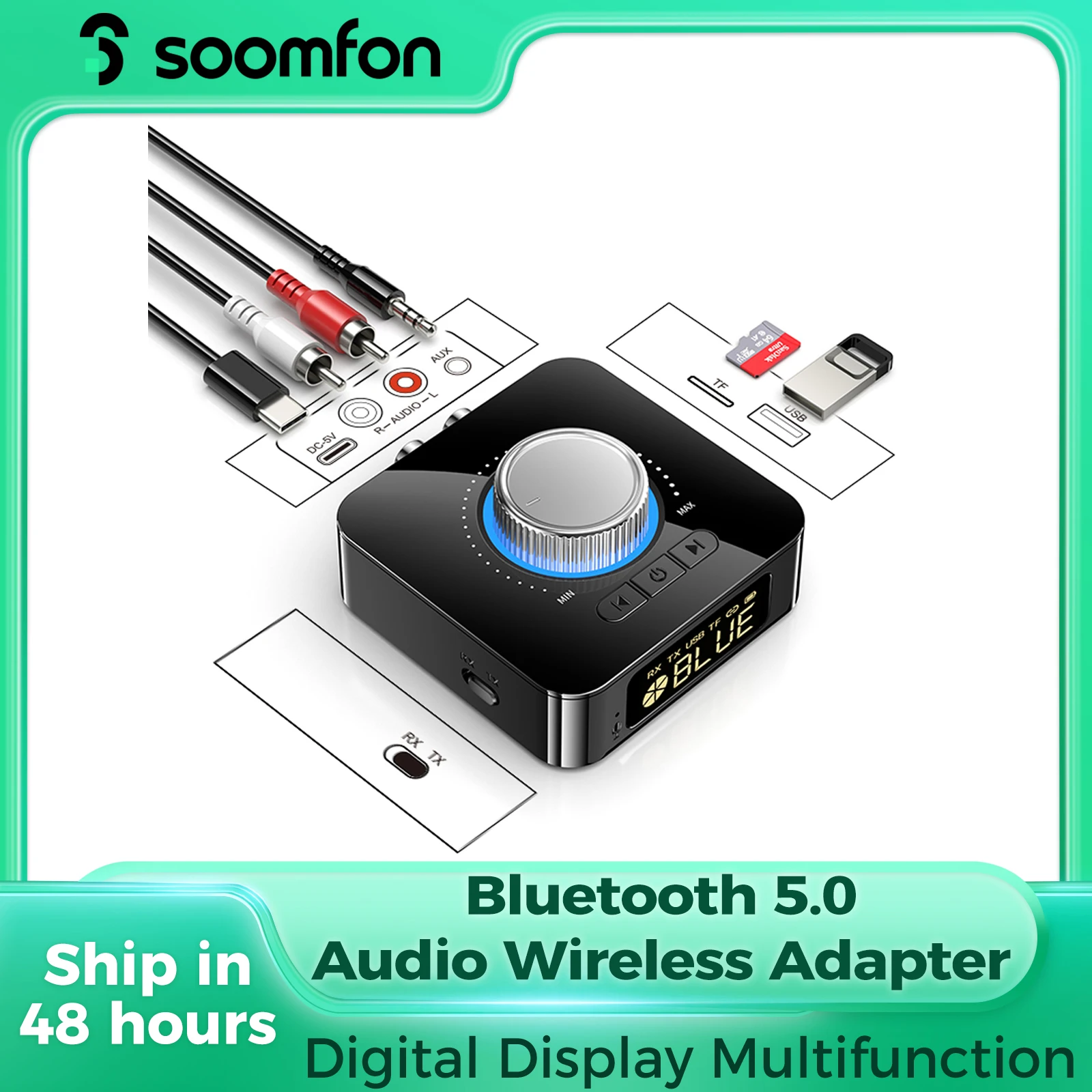 Émetteur-récepteur Bluetooth 5.0 pour TV - SOOMFON 2 en 1 Bluetooth sans fil Man Émetteur-récepteur Bluetooth 5.0 pour TV - SOOMFON 2 en 1 Bluetooth sans fil Man