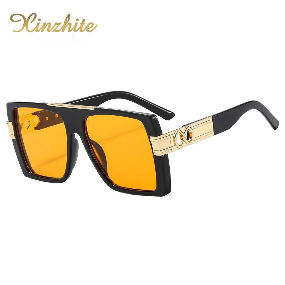 2023 New Hot Selling Personalized Box Flat Top Large Frame Sunglasses Personalized Women's Metal Fashion Sunglasses Trendy Glasses_voghion.com