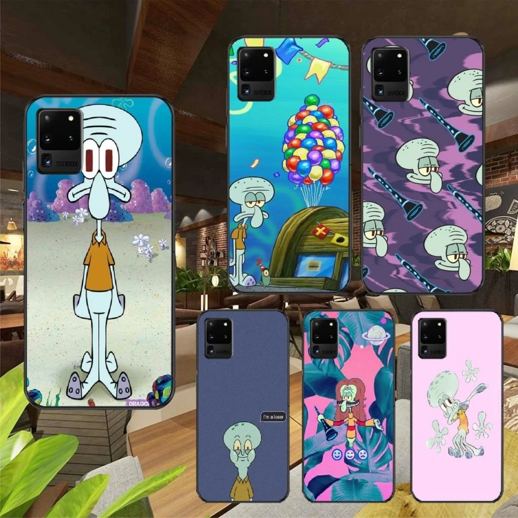 Мультяшный Сквидвард Dab Samsung Galaxy Note 4 8 9 10 20 S8 S9 S10 S10E S20 Plus UITRA Ultra black pretty |