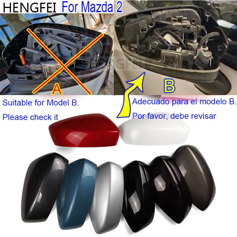 Coque De Protection Pour Rétroviseur Mazda 2 (Demi-A) 2017-2023 - Noir, ABS, Facile à Installer