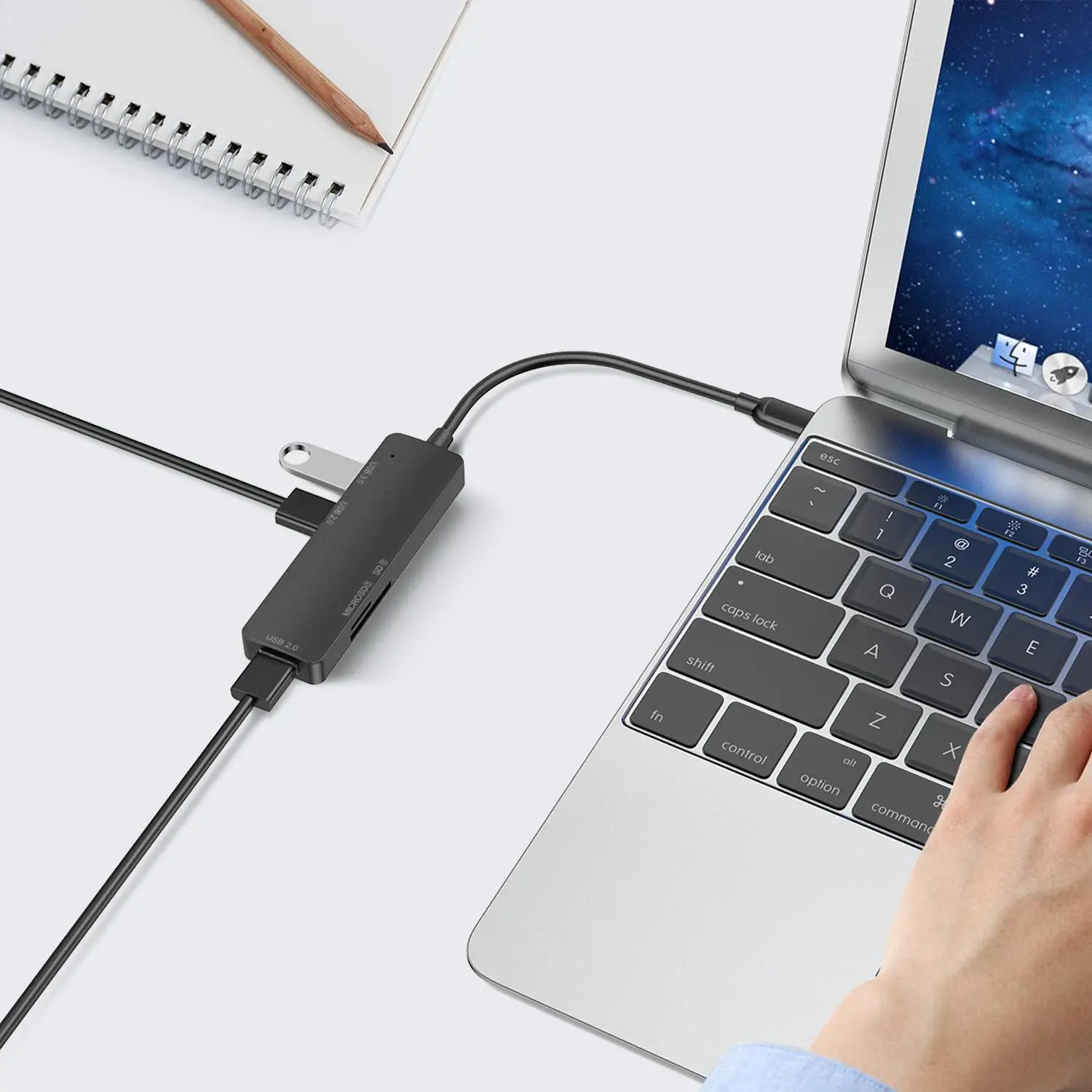 Mobile Phone And Computer C-type Extender High-Speed Transfer USB Dock Multifunctional Memory Card Reader Splitter 5-in-1