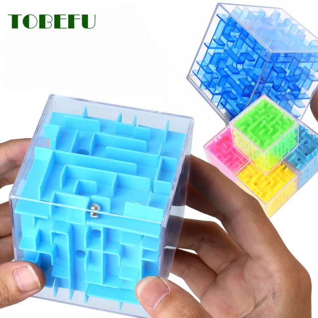 TOBEFU 3D Maze Magic Cube Transparent Six-sided Puzzle Speed Cube Rolling Ball Game Cubos Maze Toys for Children Educational 1