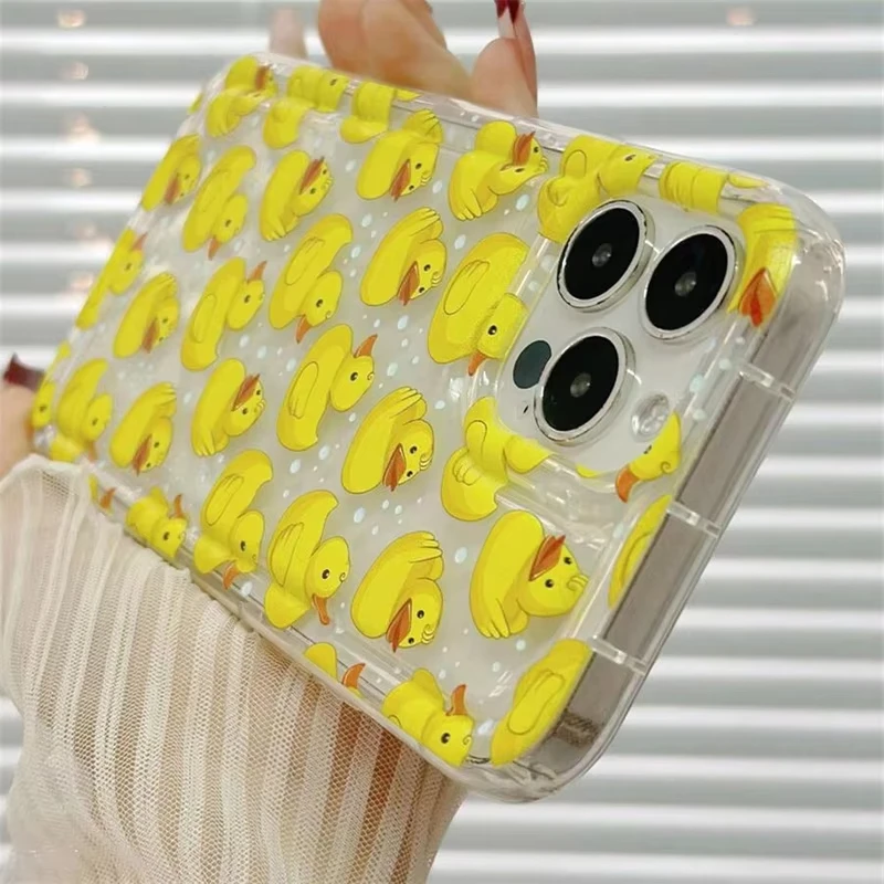 Yellow Duck Painted Transparent Phone Case - Thick Soft Protective Cover