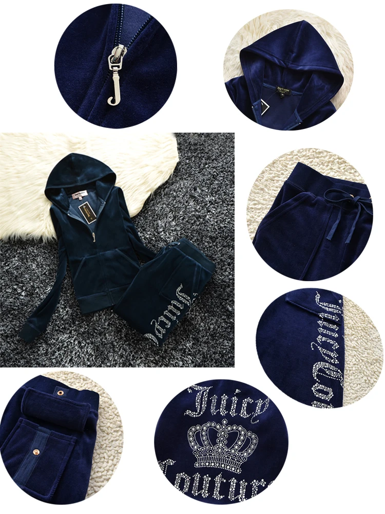 YICIYA TRACKSUIT hoodies Velvet Zipper Sweatshirt And Pants Winter women velour Pant Suit Hoodies Zipper Rhinestone velour suits vintage sweatshirts