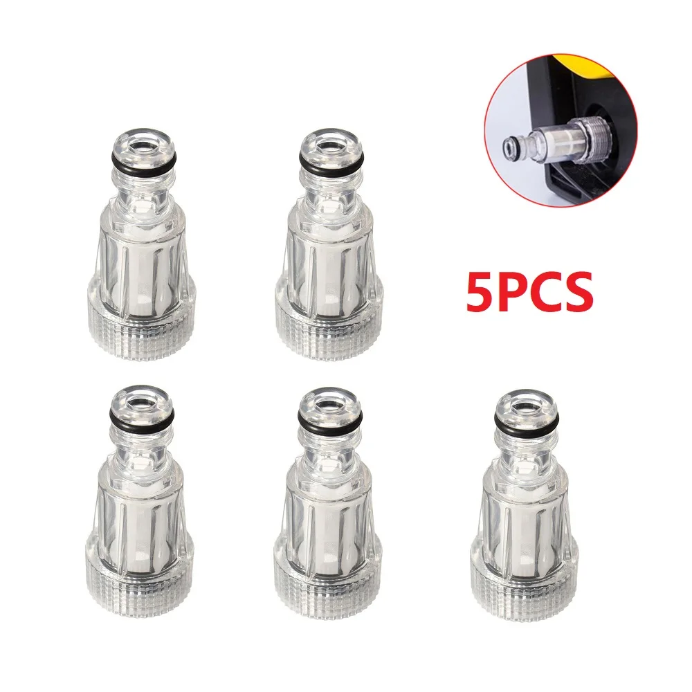 

5pcs Transparent Car Washer Universal Plastic Machine Water Filter High-pressure Connection Fitting For Karcher K2-K7