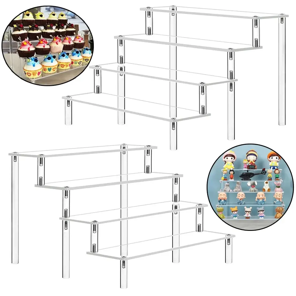Acrylic Display Rack 2-4 Layers Transparent Ladder Shelf Anime Car Perfume Food Storage Display Stand 1PC acrylic display rack
