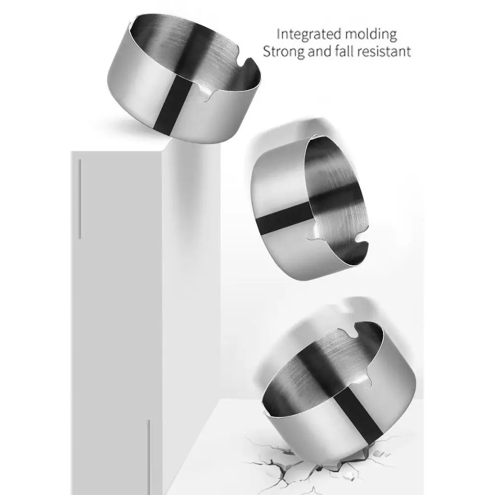 Round Metal Portable Ashtray Stainless Steel for Bedroom Home