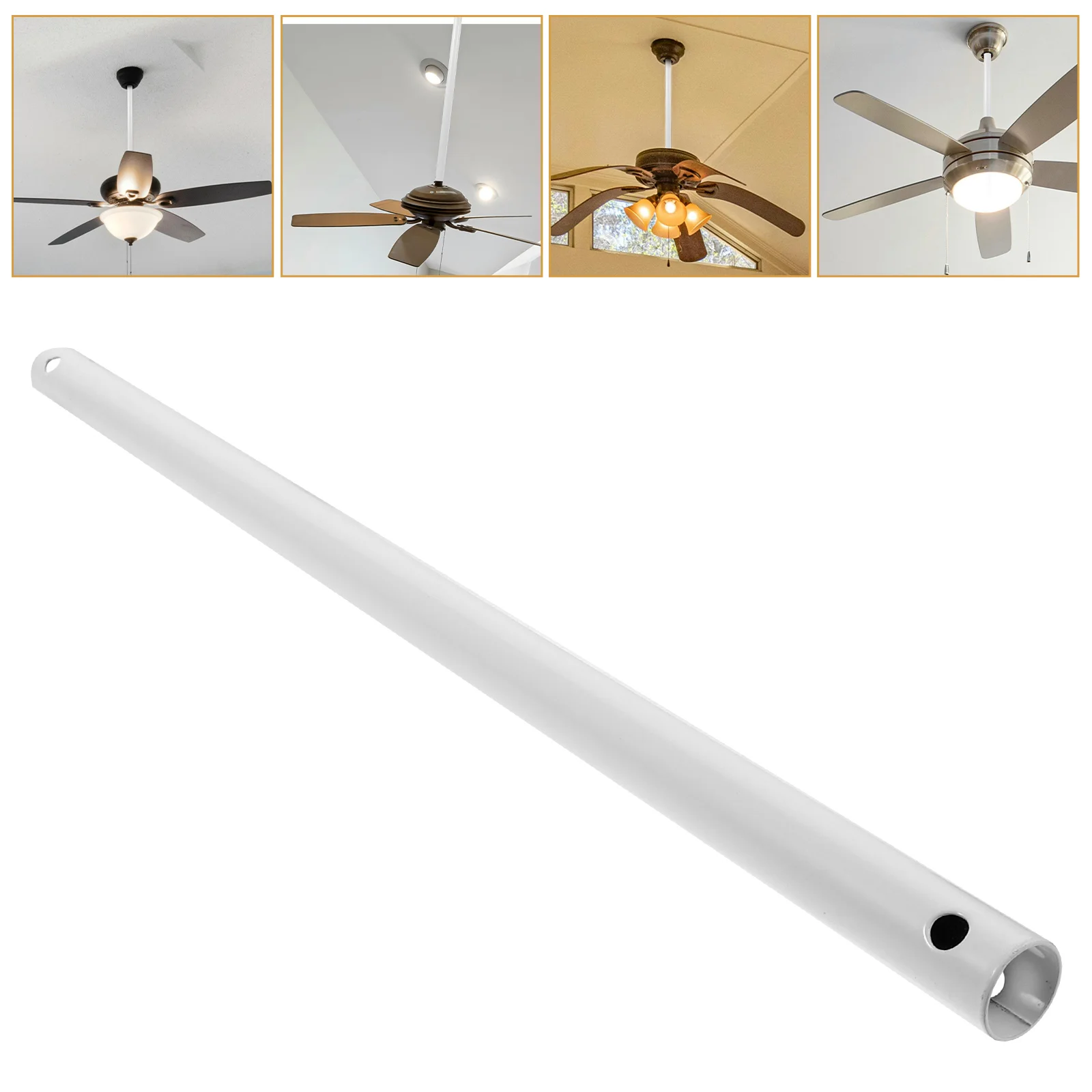 

Ceiling Fan with Extension Rod Fans Hooks Downrod Adjustable White Iron Extender