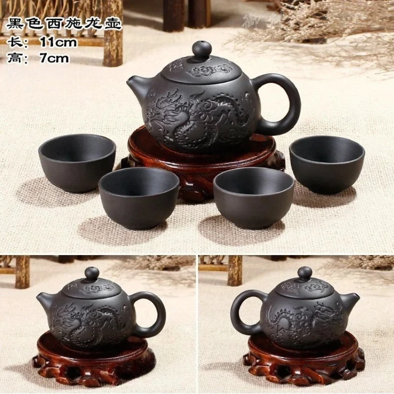 Théière Kung Fu Zisha porcelaine bleue chinoise dragon 130ml faite à la main
