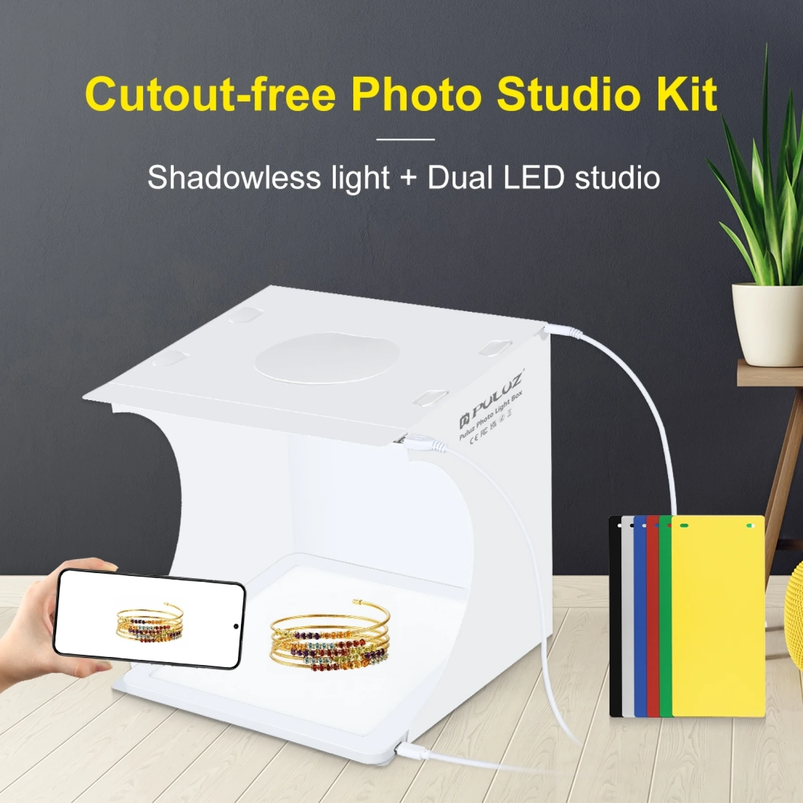 Description Picture 5 of itemPULUZ 8.7 inch Portable LED Photo Studio Box Tabletop Shooting Light Box Tent Photography Mini Box Softbox Set Display Lightbox