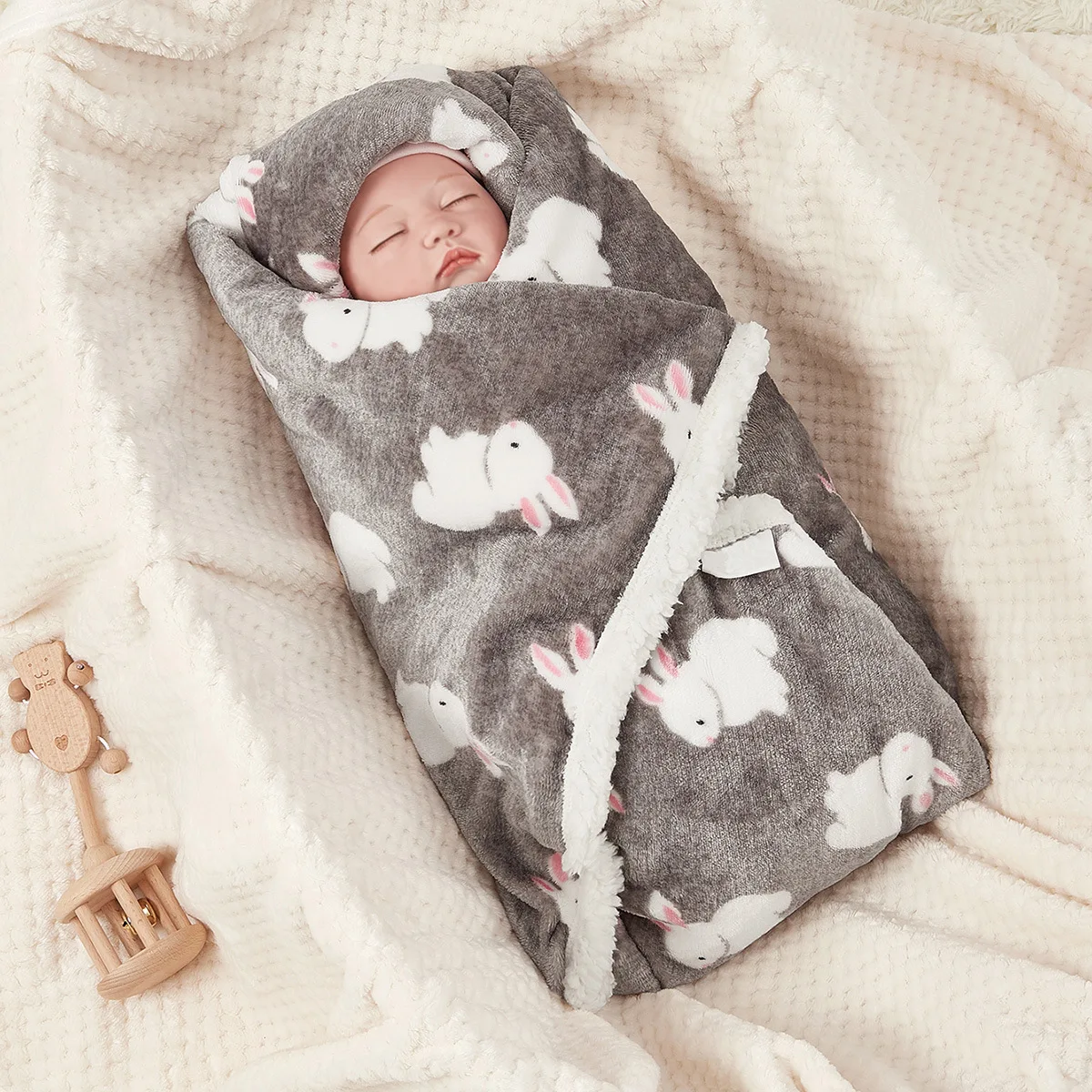 

Korean Style Winter Baby Swaddle Blanket Swaddling Soft Doudou Blanket Photography Accessories Bedding for Newborn Baby Stuff