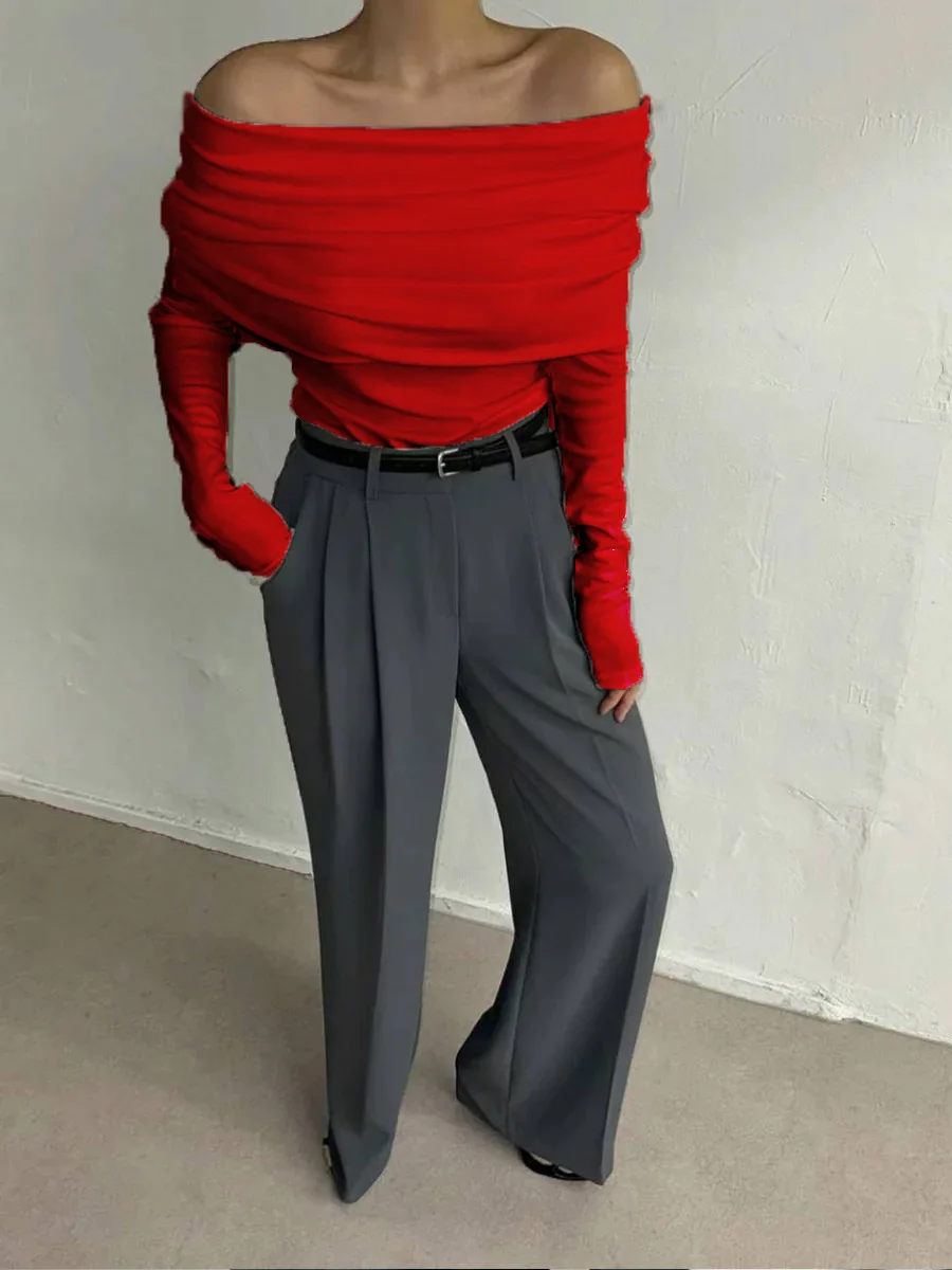 Sweater Knit Pullover Backless Women Slim Bandeau Solid Cropped Top Streetwear Off-Shoulder Elegant Autumn Knitwear Top
