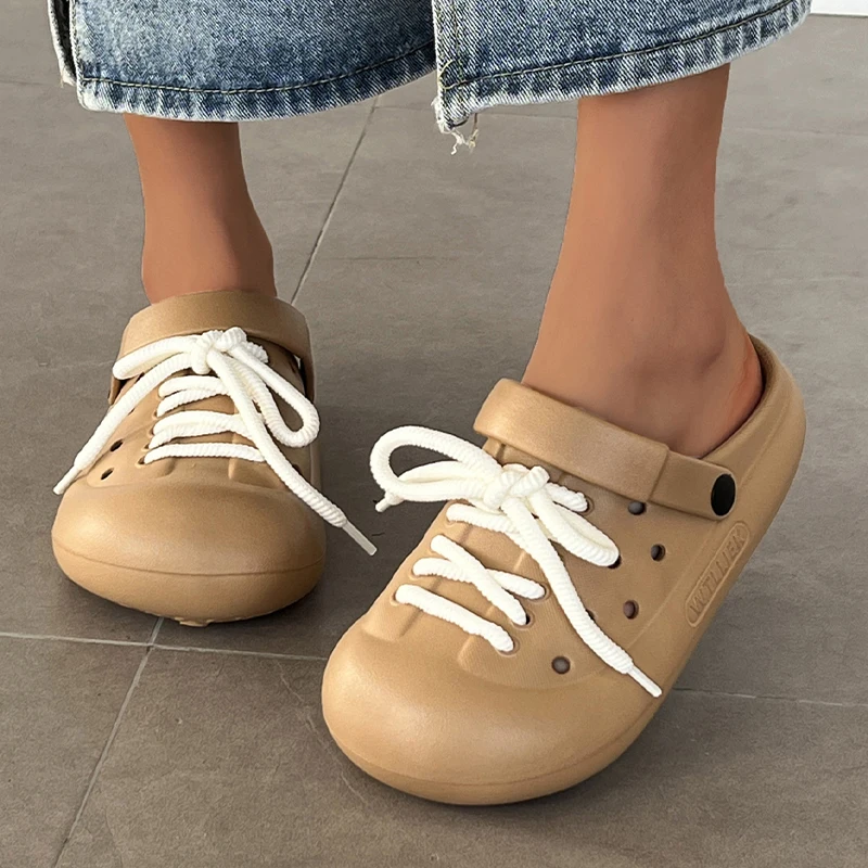 

Женские сандалии на плоской подошве, со шнуровкой