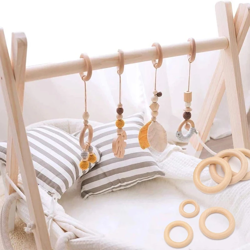 Macrame DIY 공예에 대 한 2cm-6cm 천연 나무 반지 나무 고리 쥬얼리 장식품에 대 한 구슬 만들기 커넥터 Macrame DIY 나무 후프