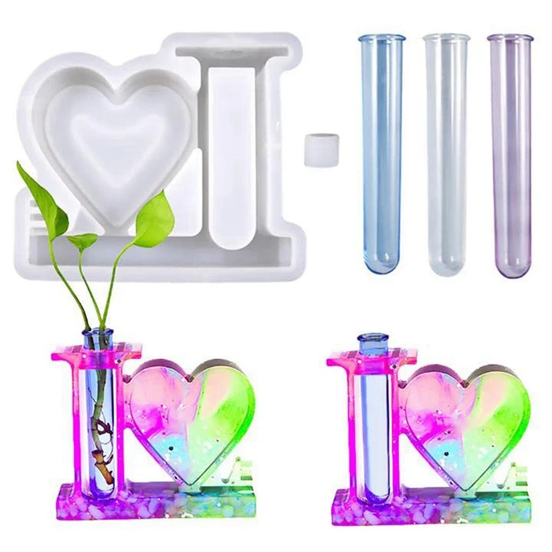 

Resin Photo Frame Mold Silicone White Heart Shape Love Epoxy Picture Frames Mold Plant Vase Resin Mold
