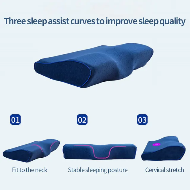 Ortopéd Memóriahab Párna 60X34Cm Lassú Visszapattanó Puha Memória -Szoptató Párnák Pillangó Alakú Relax A Méhnyak Felnőtt Számára - Image 4