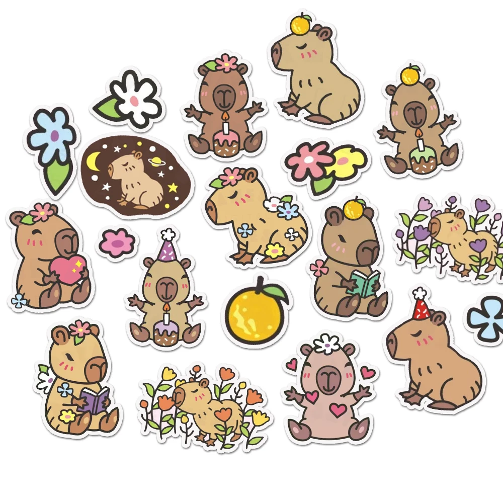 Set of 30 Kawaii Cute Capybara Sticker for Scrapbook, Journal and Notebook, DIY Craft Decals for Laptop and Water Bottle