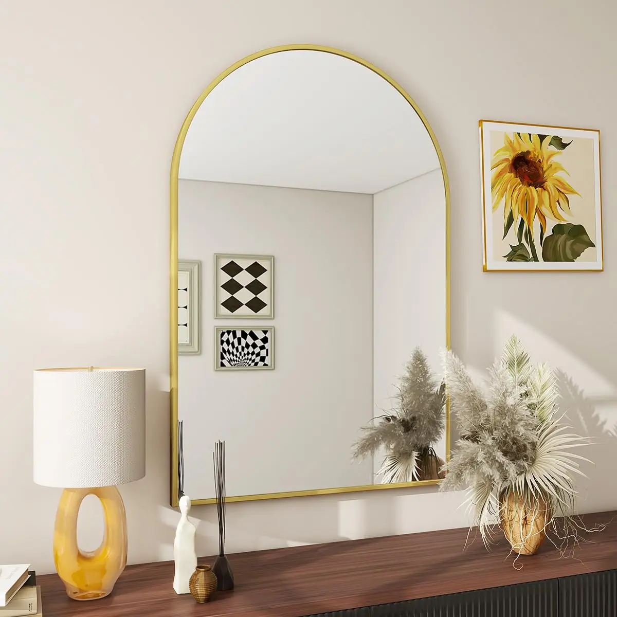 20"x30" Arch Bathroom Mirror, Wall Mounted Mirror, Vanity Wall Mirror w/Metal Frame for Bedroom, Entryway, Living Room 6