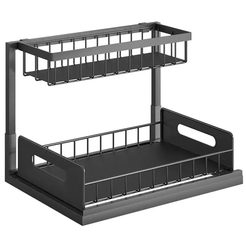 -נובמבר מתחת לכיור 2 קומות מארגן ארון מחולק מגירות סלים אחסון רב-תכליתי לחדר האמבטיה חיסכון במקום