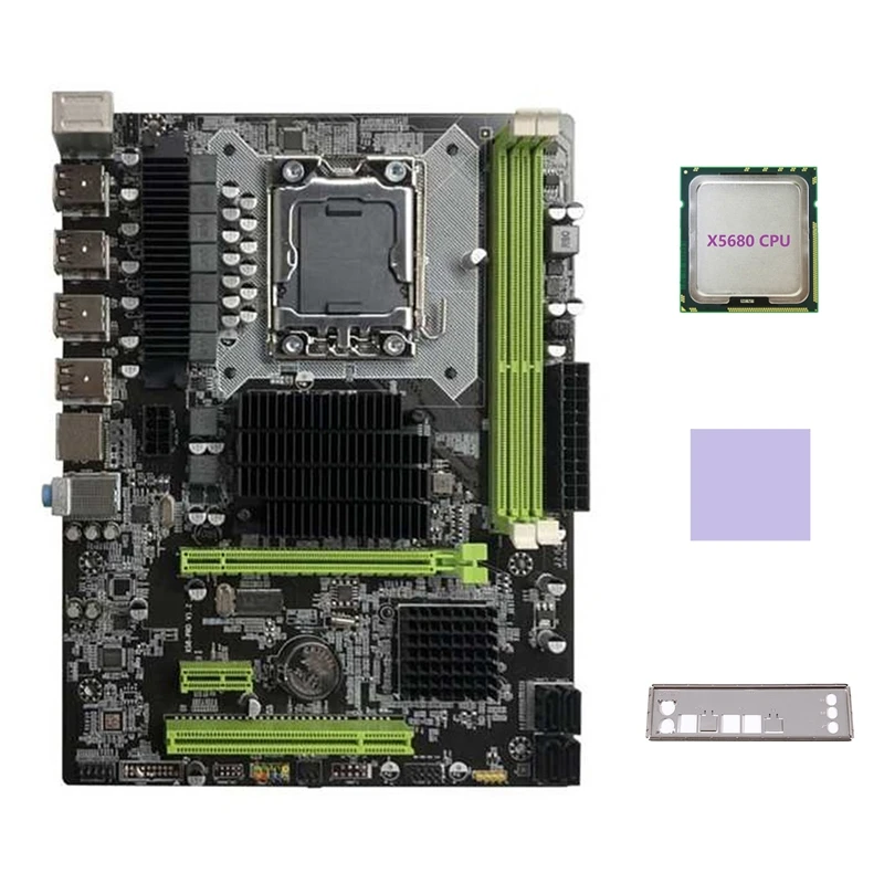 컴퓨터 마더보드 지지대 DDR3 ECC 메모리 지지대 RX 그래픽 카드, X5680 CPU 및 서멀 패드, X58, LGA1366