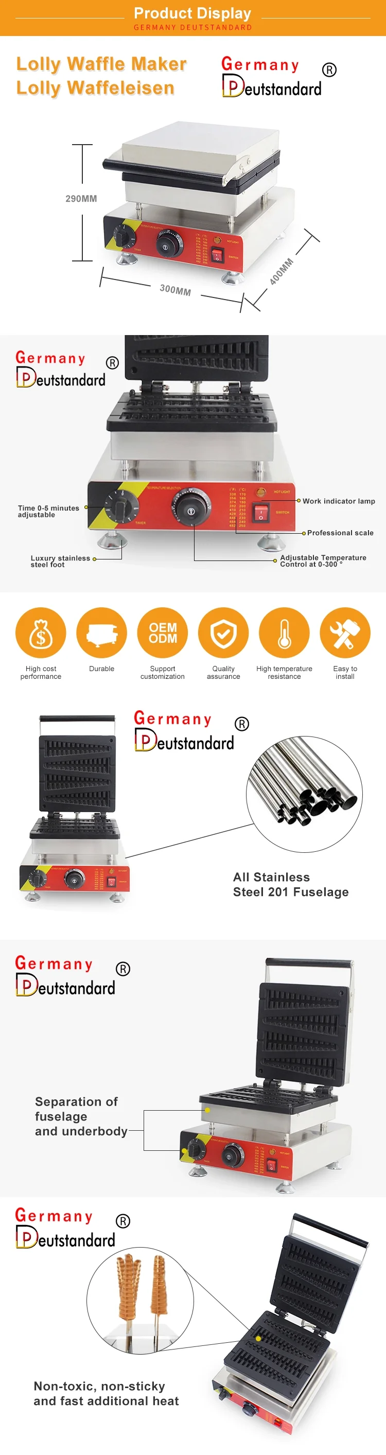 Description Picture 5 of itemCommercial 6PCS Christmas Tree Waffle Making Machine Stainless Steel Pan Lolly Waffle Maker With High Quality Kitchen Appliance