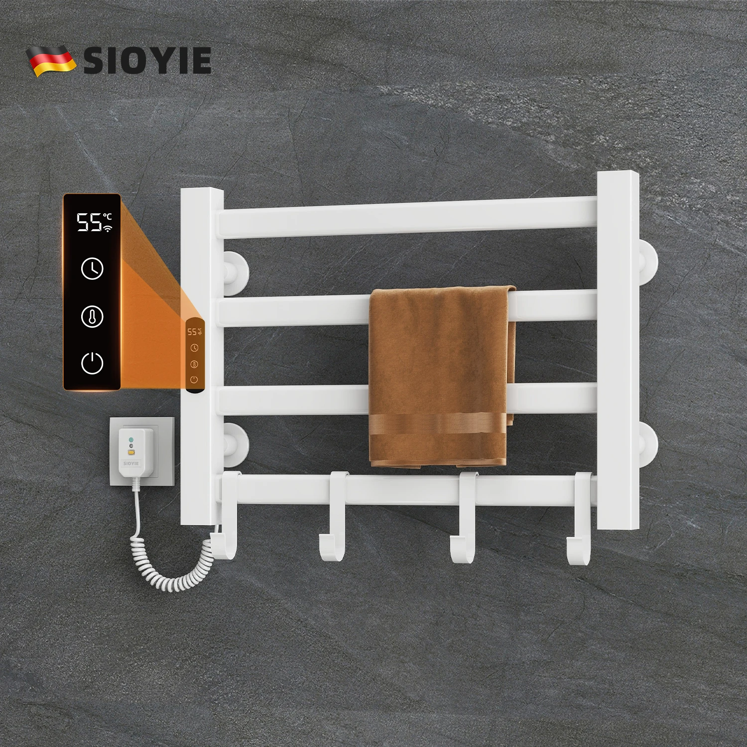 Electric Heated Towel Rail Digital Display Temperature Control Towel Warmers Smart Bathroom Thermal Towel Heated Towel Rack G305