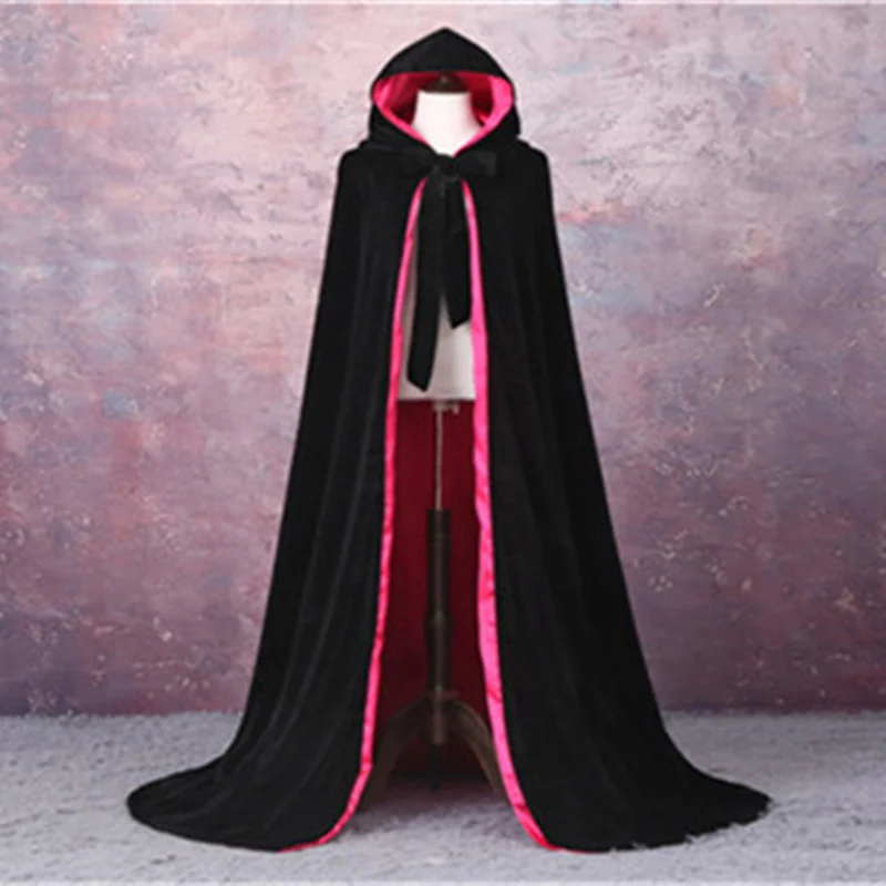 

Hooded Velvet Cloak Gothic Robe Medieval Witchcraft Larp Cape Hooded Cape Halloween Party Wraps Shawl cloak