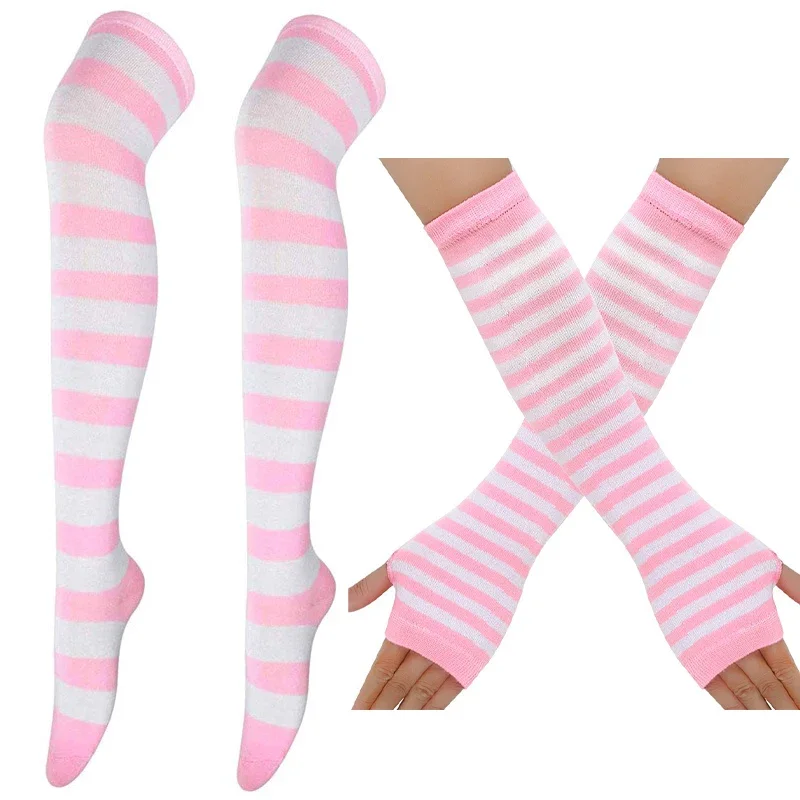 Thigh High Stockings Multi-color Casual Gloves Women Girls Striped Long Socks Over The Knee Socks
