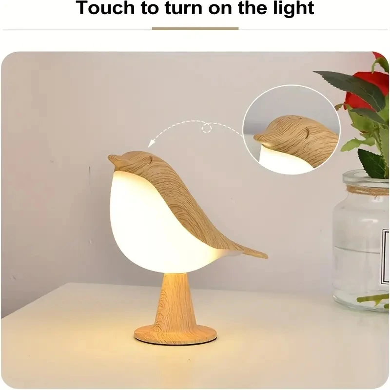 Small Bird Table Lamp Cordless Night lamp Battery 3 Color Temperatures Dimmable Touch Bedside Lamps Rechargeable Outdoor Lights bird table lamp