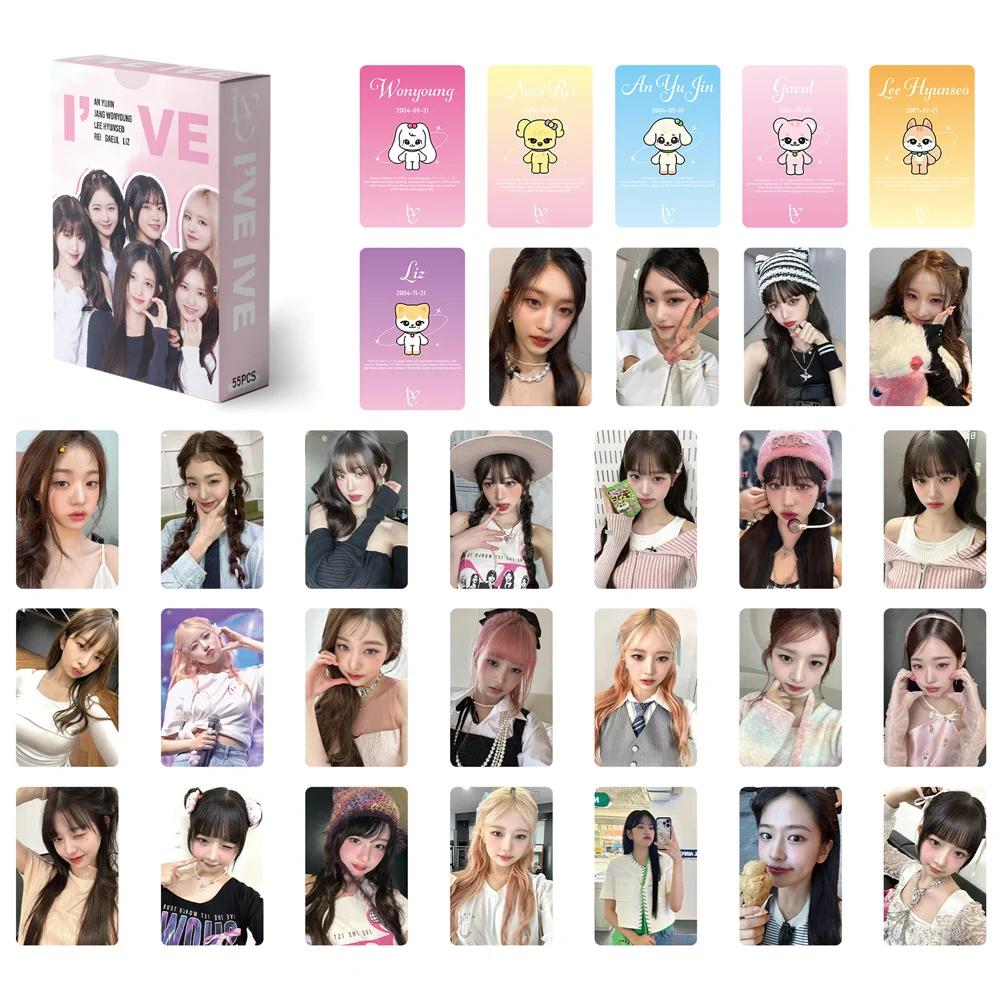 55pcs/set Kpop Lomo Cards Jang WonYoung Yujin Photocards Photo Print Lomo Card Postcards Fans Collection Postcards Photo Card