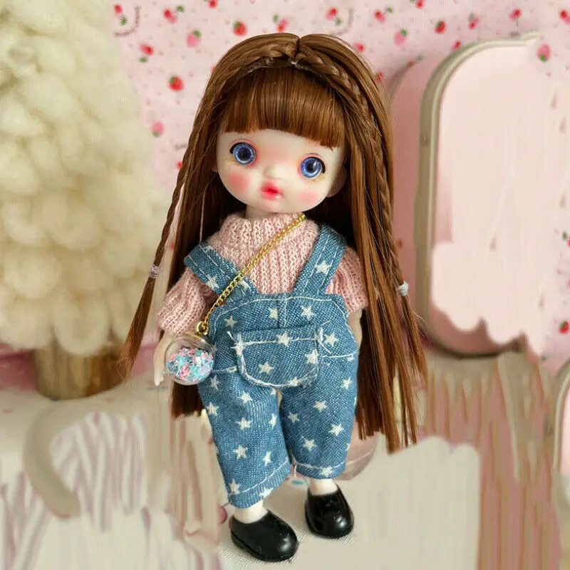 

SISON BENNE 1/8 BJD Doll Cute Girl Dolls with Face Makeup Changeable Clothes Brown Wigs Toys