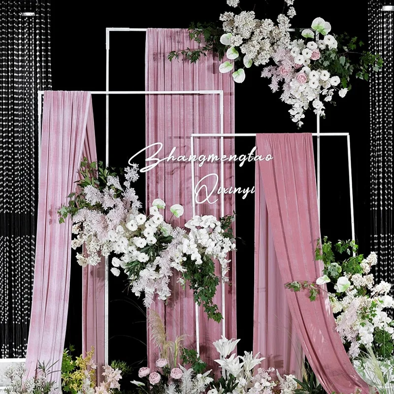 

Wedding Backdrops props, Iron Flower Racks, Square Arches, Wedding Stage Background Decoration, Welcome Area Sign Banner Shelf